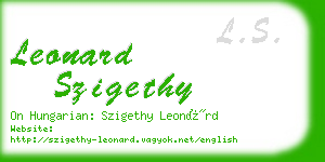 leonard szigethy business card